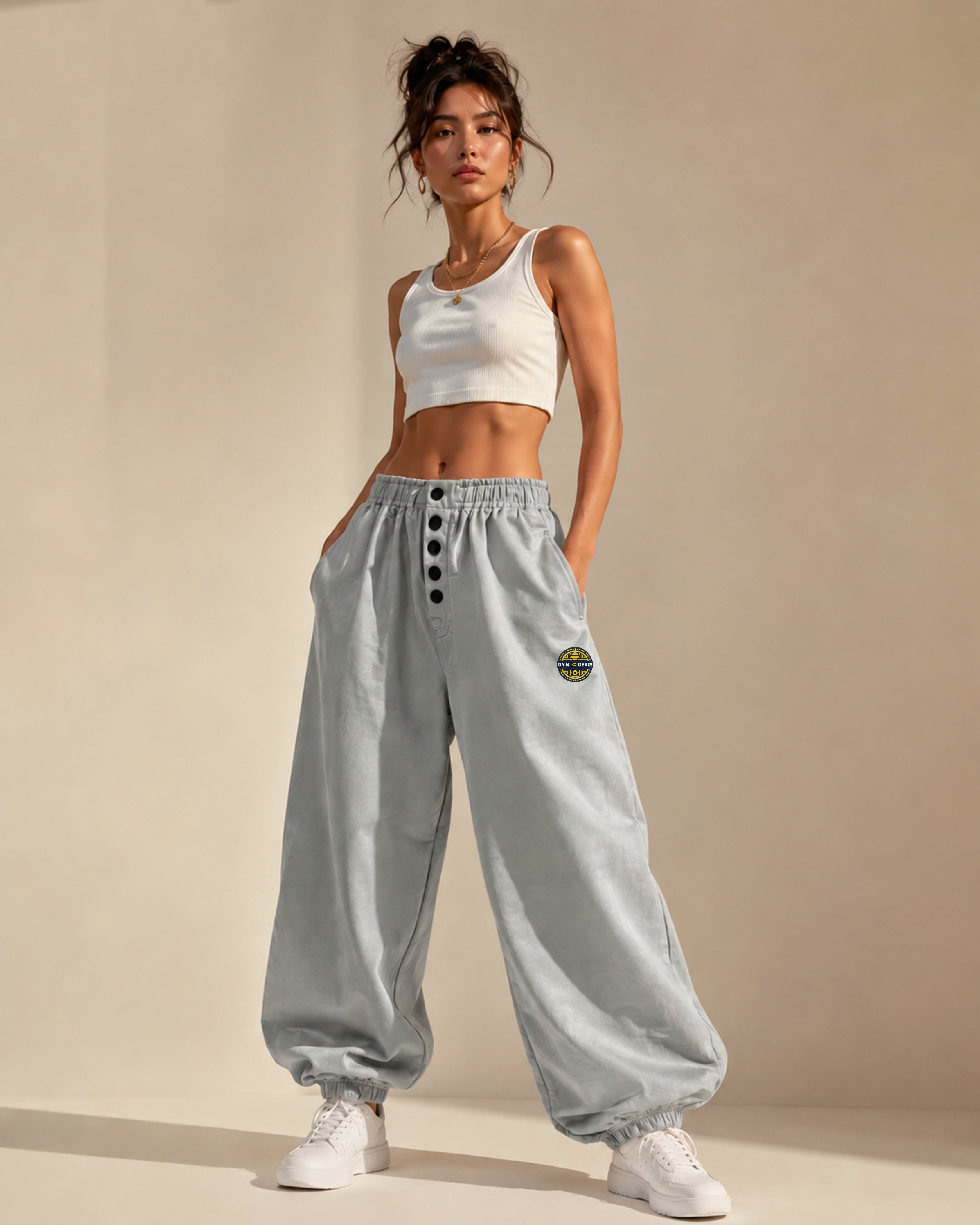 Button Joggers Grey