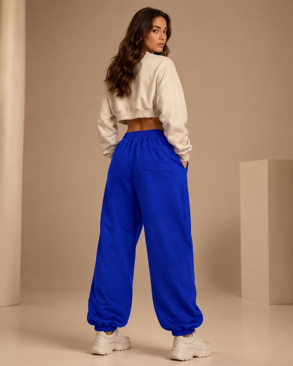 Button Joggers Blue